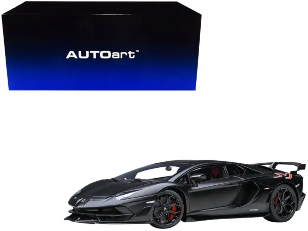 Lamborghini Aventador SVJ Nero Nemesis Matt Black 1/18 Model Car by Autoart #1