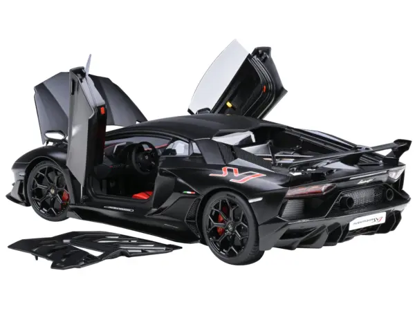 Lamborghini Aventador SVJ Nero Nemesis Matt Black 1/18 Model Car by Autoart #2