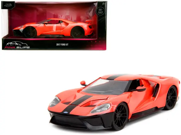 2017 Ford GT Light Red Metallic with Black Stripe "Pink Slips" Series 1/24 Diecast Model Car by Jada #1
