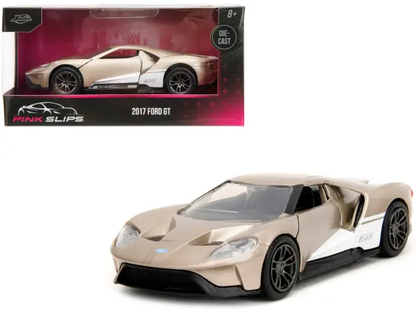 2017 Ford GT Gold Metallic with White Accents "Pink Slips" Series 1/32 Diecast Model Car by Jada #1