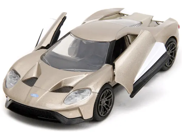 2017 Ford GT Gold Metallic with White Accents "Pink Slips" Series 1/32 Diecast Model Car by Jada #2