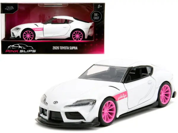 2020 Toyota Supra White Metallic with Pink Wheels "Pink Slips" Series 1/32 Diecast Model Car by Jada #1