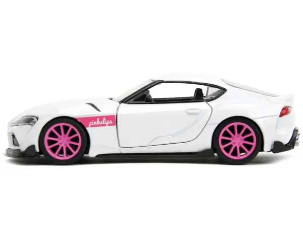 2020 Toyota Supra White Metallic with Pink Wheels "Pink Slips" Series 1/32 Diecast Model Car by Jada #3
