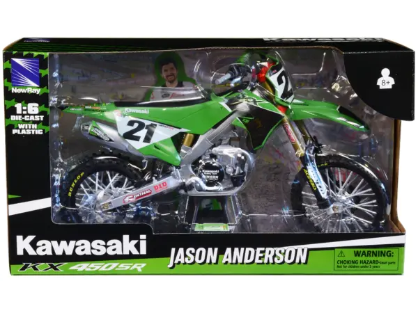 Kawasaki KX450SR Dirt Bike Motorcycle #21 Jason Anderson Green and Black "Kawasaki Racing Team" 1/6 Model by New Ray #3
