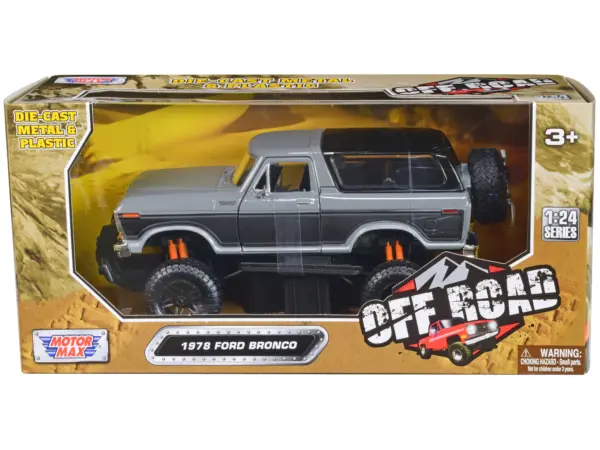1978 Ford Bronco Custom Gray and Black "Off Road" Series 1/24 Diecast Model Car by Motormax #1