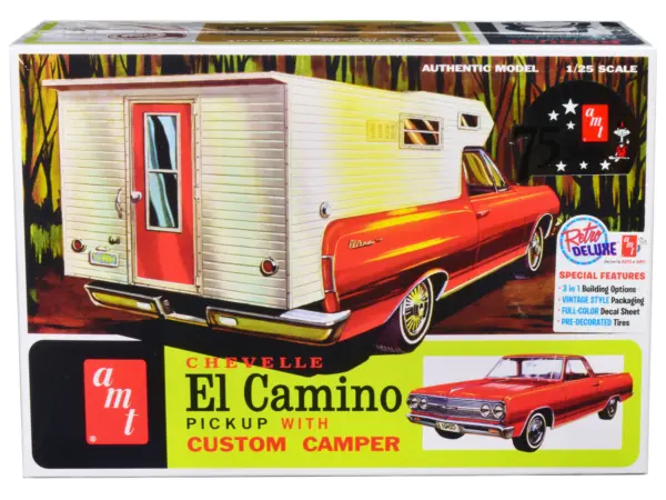 Skill 2 Model Kit 1965 Chevrolet El Camino with Camper 3-in-1 Kit 1/25 Scale Model by AMT #1