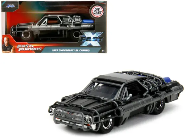 1967 Chevrolet El Camino with Cannons Matt Black "Fast X" (2023) Movie "Fast & Furious" Series 1/32 Diecast Model Car by Jada #1