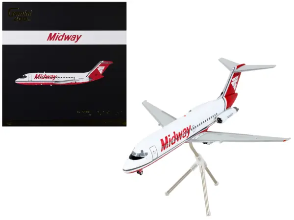 McDonnell Douglas DC-9-15 Commercial Aircraft "Midway Airlines" White with Red Tail "Gemini 200" Series 1/200 Diecast Model Airplane by GeminiJets #1