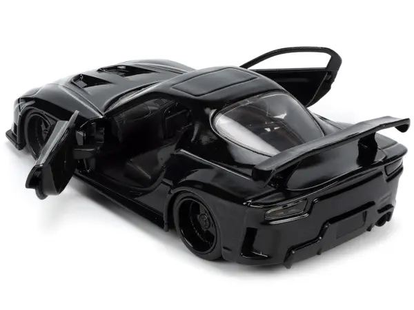1995 Mazda RX-7 RHD (Right Hand Drive) Black and Black Panther Diecast Figure "The Avengers" "Hollywood Rides" Series 1/32 Diecast Model Car by Jada #3