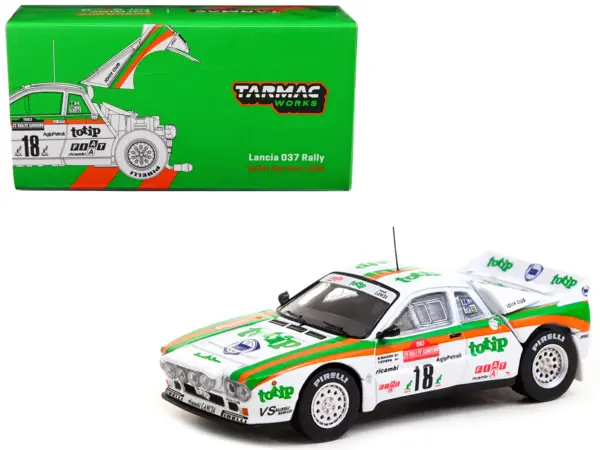 Lancia 037 Rally #18 Miki Biasion - Tiziano Siviero "Rallye Sanremo" (1983) "Hobby64" Series 1/64 Diecast Model Car by Tarmac Works #1