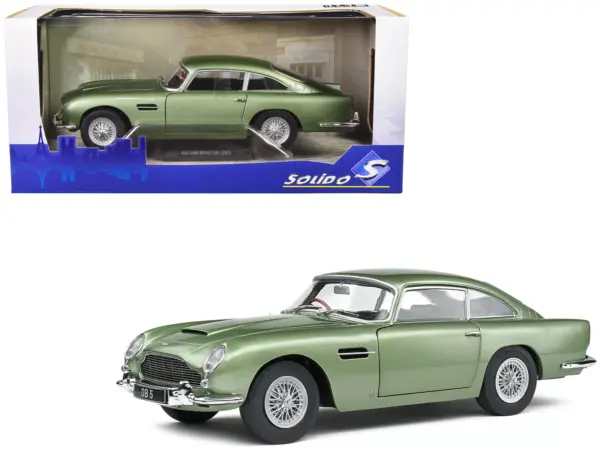 1964 Aston Martin DB5 RHD (Right Hand Drive) Porcelain Green Metallic 1/18 Diecast Model Car by Solido #1