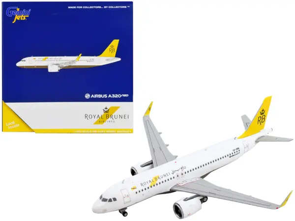 Airbus A320neo Commercial Aircraft "Royal Brunei Airlines" White with Yellow Tail 1/400 Diecast Model Airplane by GeminiJets #1