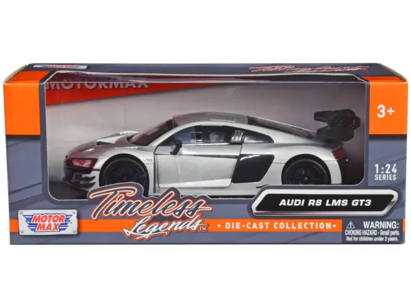 Audi R8 LMS GT3 Silver Metallic "Timeless Legends" Series 1/24 Diecast Model Car by Motormax #1
