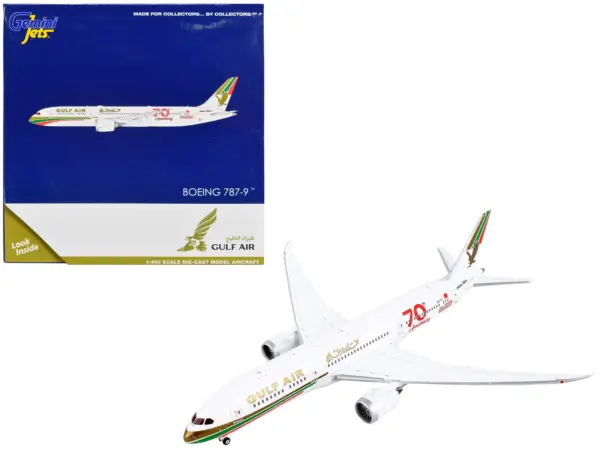 Boeing 787-9 Commercial Aircraft "Gulf Air - 70th Anniversary" White with Graphics 1/400 Diecast Model Airplane by GeminiJets #1