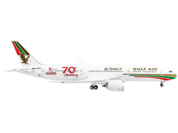 Boeing 787-9 Commercial Aircraft "Gulf Air - 70th Anniversary" White with Graphics 1/400 Diecast Model Airplane by GeminiJets #2