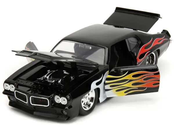 1971 Pontiac GTO Black with Flame Graphics "Bigtime Muscle" Series 1/24 Diecast Model Car by Jada #2