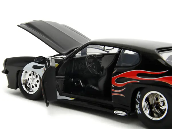 1971 Pontiac GTO Black with Flame Graphics "Bigtime Muscle" Series 1/24 Diecast Model Car by Jada #3