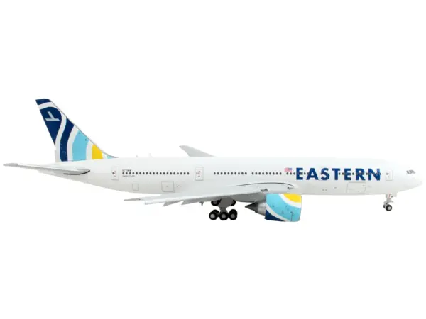 Boeing 777-200ER Commercial Aircraft with Flaps Down "Eastern Air Lines" White with Striped Tail 1/400 Diecast Model Airplane by GeminiJets #2