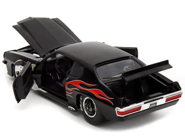 1971 Pontiac GTO Black with Flame Graphics "Bigtime Muscle" Series 1/24 Diecast Model Car by Jada #4