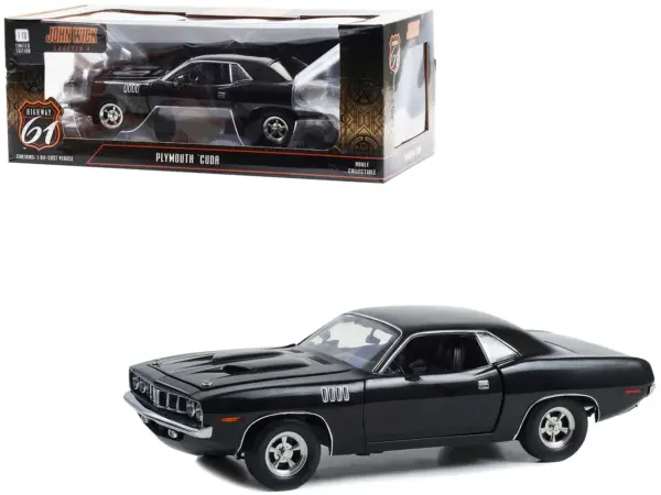Plymouth Barracuda Black "John Wick: Chapter 4" (2023) Movie 1/18 Diecast Model Car by Highway 61 #1