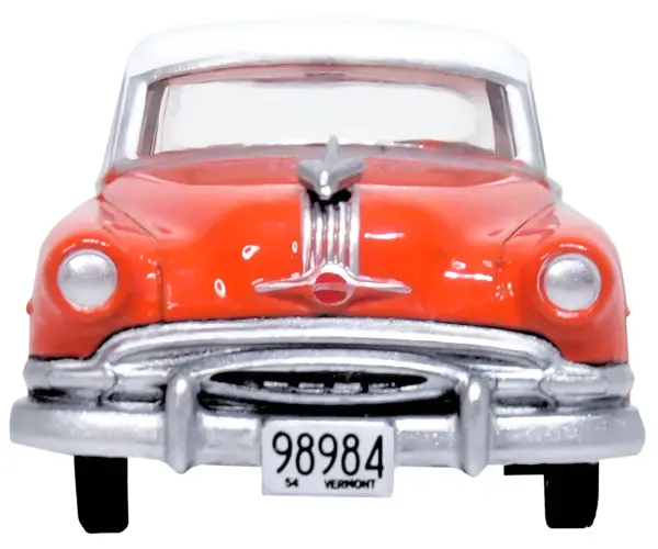 1954 Pontiac Chieftain 4 Door Coral Red with Winter White Top 1/87 (HO) Scale Diecast Model Car by Oxford Diecast #3