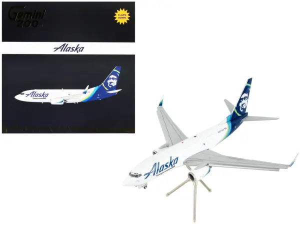 Boeing 737-700BDSF Commercial Aircraft with Flaps Down "Alaska Air Cargo" White with Blue Tail "Gemini 200" Series 1/200 Diecast Model Airplane by GeminiJets #1