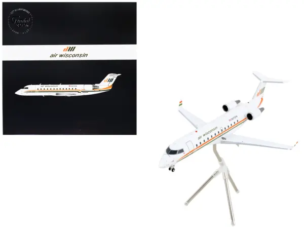 Bombardier CRJ200 Commercial Aircraft "Air Wisconsin" White with Orange and Green Stripes "Gemini 200" Series 1/200 Diecast Model Airplane by GeminiJets #1