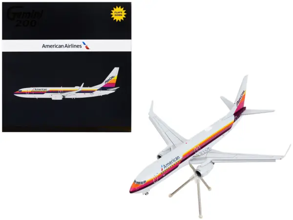 Boeing 737-800 Commercial Aircraft with Flaps Down "American Airlines - AirCal" Gray with Stripes "Gemini 200" Series 1/200 Diecast Model Airplane by GeminiJets #1