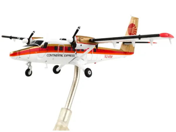 De Havilland DHC-6-300 Commercial Aircraft "Continental Express" White with Red Stripes and Gold Tail "Gemini 200" Series 1/200 Diecast Model Airplane by GeminiJets #2