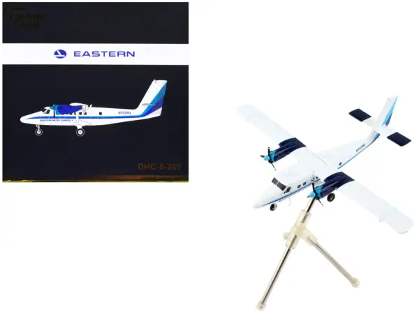 De Havilland DHC-6-200 Commercial Aircraft "Eastern Air Lines - Metro Express" White with Blue Stripes "Gemini 200" Series 1/200 Diecast Model Airplane by GeminiJets #1