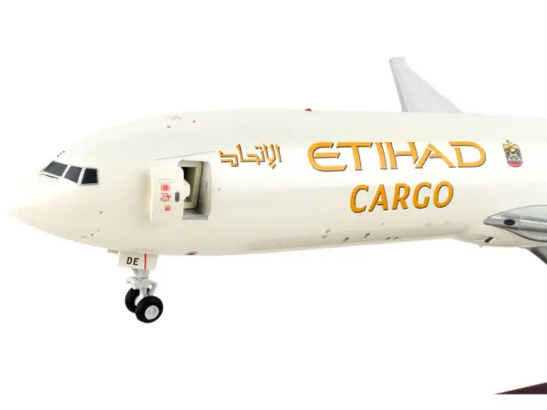 Boeing 777F Commercial Aircraft "Etihad Airways Cargo" Beige with Tail Graphics "Gemini 200 - Interactive" Series 1/200 Diecast Model Airplane by GeminiJets #2