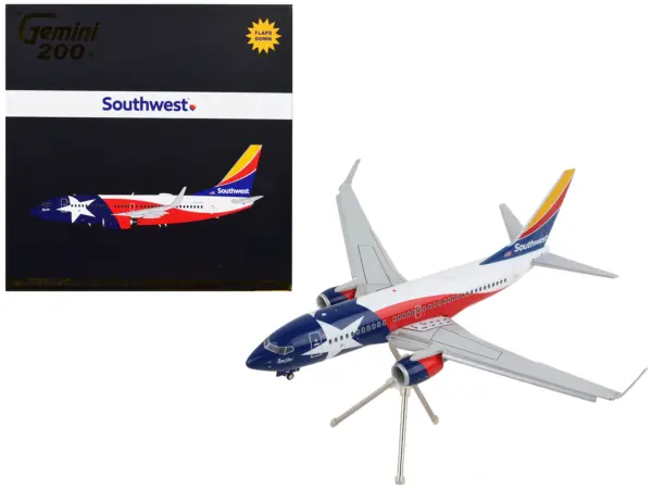 Boeing 737-700 Commercial Aircraft with Flaps Down "Southwest Airlines - Lone Star One" Texas Flag Livery "Gemini 200" Series 1/200 Diecast Model Airplane by GeminiJets #1