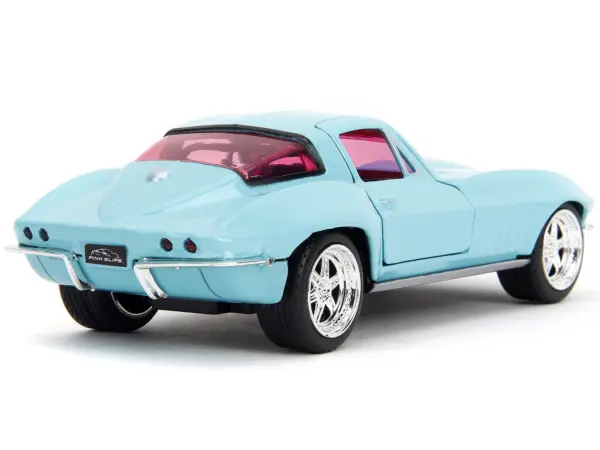1966 Chevrolet Corvette Light Blue with Pink Tinted Windows "Pink Slips" Series 1/32 Diecast Model Car by Jada #4