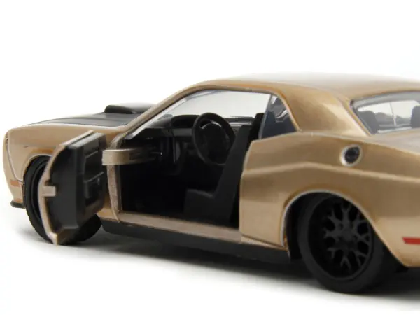 2012 Dodge Challenger SRT8 Gold Metallic with Black Hood "Pink Slips" Series 1/32 Diecast Model Car by Jada #3