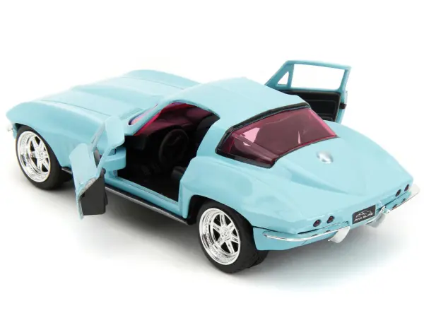 1966 Chevrolet Corvette Light Blue with Pink Tinted Windows "Pink Slips" Series 1/32 Diecast Model Car by Jada #5