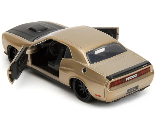 2012 Dodge Challenger SRT8 Gold Metallic with Black Hood "Pink Slips" Series 1/32 Diecast Model Car by Jada #4