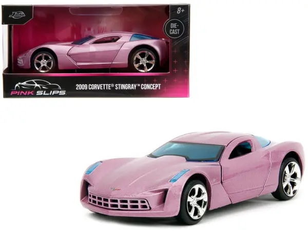 2009 Chevrolet Corvette Stingray Concept Pink Metallic with Blue Tinted Windows "Pink Slips" Series 1/32 Diecast Model Car by Jada #1