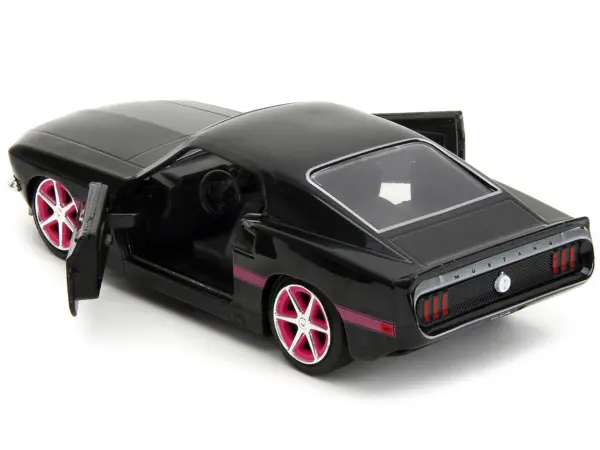 1969 Ford Mustang Black Metallic with Pink Stripes and Wheels "Pink Slips" Series 1/32 Diecast Model Car by Jada #4