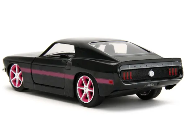 1969 Ford Mustang Black Metallic with Pink Stripes and Wheels "Pink Slips" Series 1/32 Diecast Model Car by Jada #5