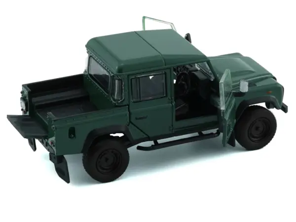 Land Rover Defender 110 Pickup Truck Green with Extra Wheels 1/64 Diecast Model Car by BM Creations #2