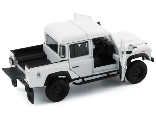 Land Rover Defender 110 Pickup Truck White with Extra Wheels 1/64 Diecast Model Car by BM Creations #2