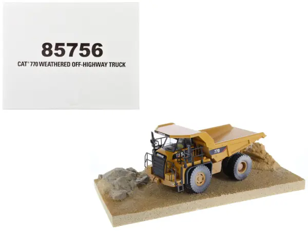 CAT Caterpillar 770 Off-Highway Truck Yellow (Weathered) with Operator "Weathered" Series 1/50 Diecast Model by Diecast Masters #1