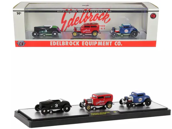 "Edelbrock Equipment Co." Set of 3 Pieces Limited Edition to 2750 pieces Worldwide 1/64 Diecast Models by M2 Machines #1