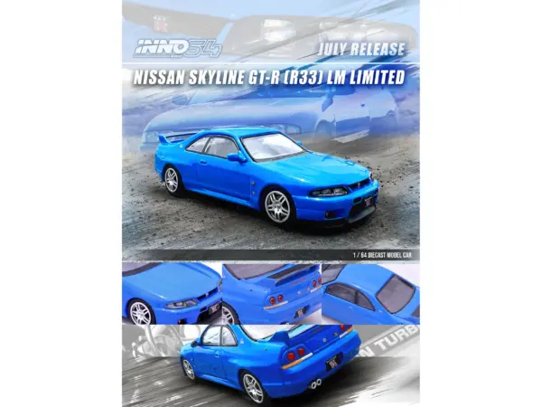 Nissan Skyline GT-R (R33) RHD (Right Hand Drive) Blue "LM Limited" 1/64 Diecast Model Car by Inno Models #2