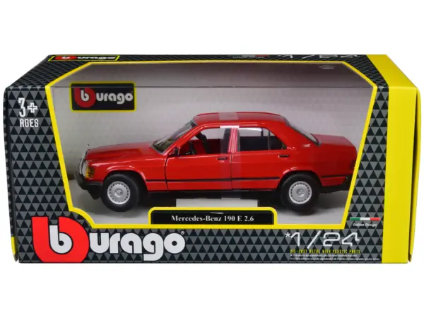 Mercedes-Benz 190 E 2.6 Red 1/24 Diecast Model Car by Bburago #1