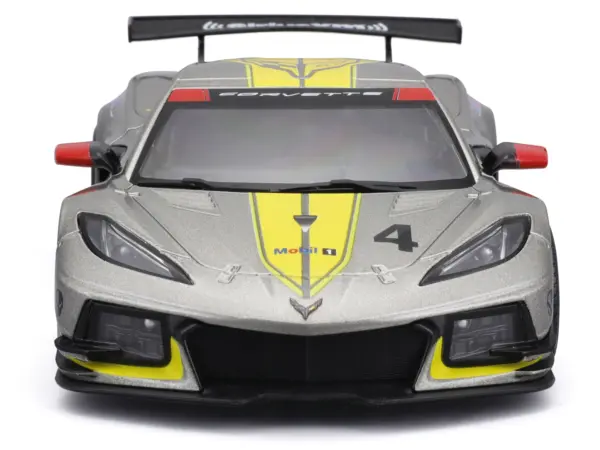 2020 Chevrolet Corvette C8.R #4 Silver Metallic with Yellow Stripes "Race" Series 1/24 Diecast Model Car by Bburago #5
