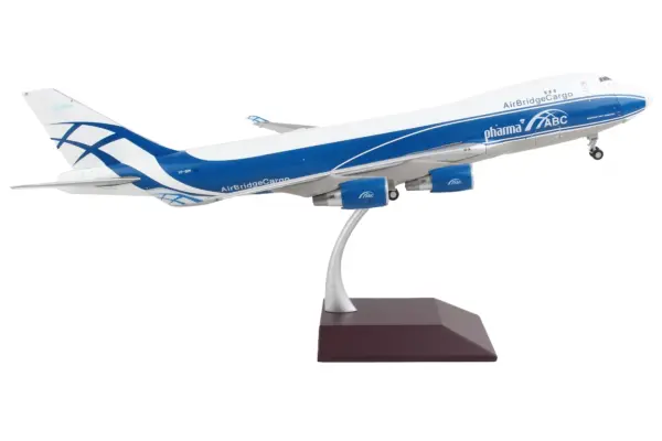 Boeing 747-400F Commercial Aircraft "AirBridgeCargo Airlines" White with Blue Stripes "Gemini 200 - Interactive" Series 1/200 Diecast Model Airplane by GeminiJets #2