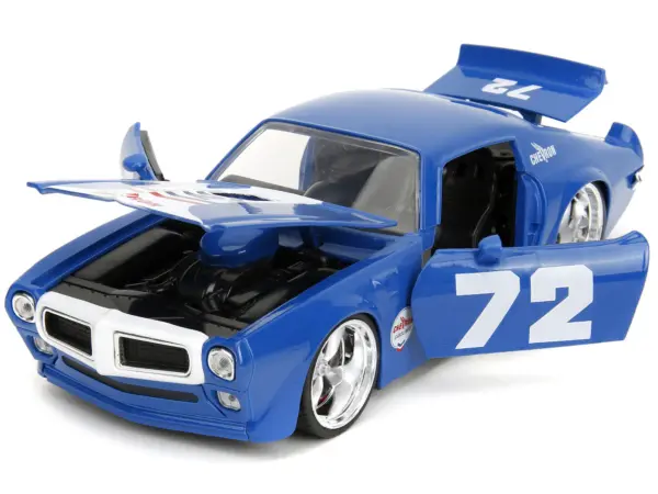 1972 Pontiac Firebird #72 Blue with White Stripe "Chevron" "Bigtime Muscle" Series 1/24 Diecast Model Car by Jada #2