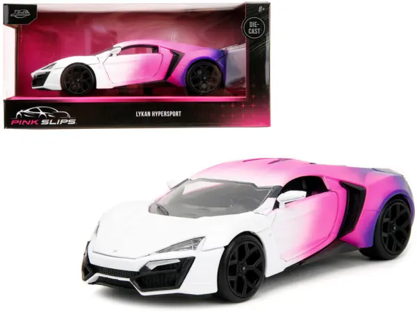 Lykan Hypersport White Pink and Purple Gradient "Pink Slips" Series 1/24 Diecast Model Car by Jada #1
