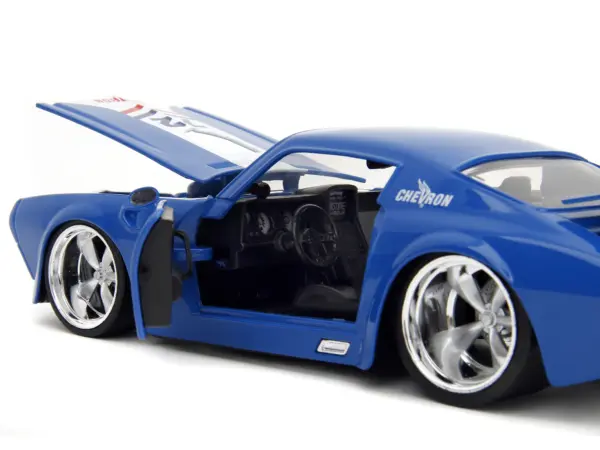 1972 Pontiac Firebird #72 Blue with White Stripe "Chevron" "Bigtime Muscle" Series 1/24 Diecast Model Car by Jada #3